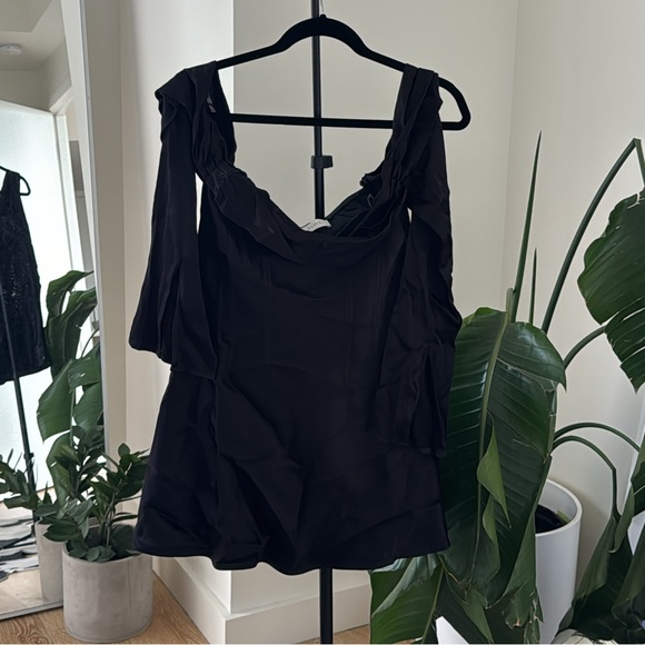 Off Shoulder Cowl Neck Maxi Dress - Black - Picture 2 of 3